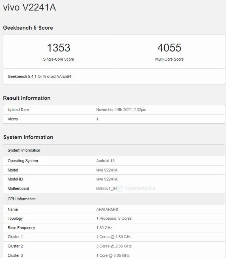 首个联发科天玑 9200 量产机跑分出炉，vivo X90 现身 Geekbench 5